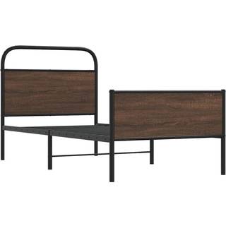 Sengeramme Uden Madras Metal Etræsfarve Brun Eg - med sengegavl og højt fodgærde / 107 x 203 cm