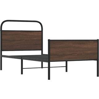 Sengeramme Uden Madras Metal Etræsfarve Brun Eg - med sengegavl og højt fodgærde / 90 x 200 cm