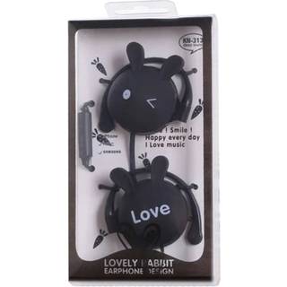 Rabbit Earbuds Over Ear Hovedtelefoner Clip Kablet 3,5 mm Headset med Mikrofon - Sort