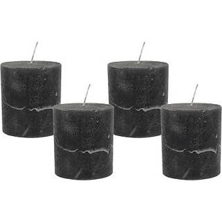 4 Rustic Stumpenkerzen Premium Kerze Anthrazit 7x8cm - 40 Std Brenndauer