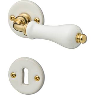 Kyner Beslag Dørgreb 3027 Porcelæn Messing Poleret