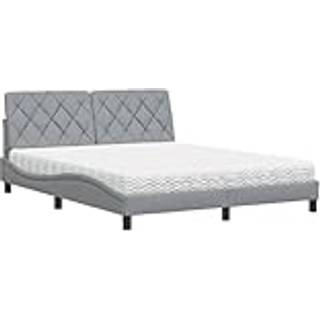 Seng Med Madras Stof - Lysegrå / 160 x 200 cm