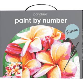 Paint by number/mal efter nummer – blomster, 28×35,5 cm + 20 farver & 3 pensler