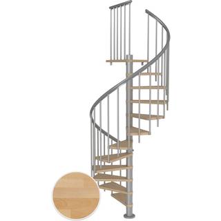 DOLLE Montreal CLASSIC 3 spindeltrappe, Ø140 cm, pearl grey/olieret bøg - 13 trin
