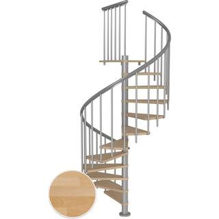 DOLLE Montreal CLASSIC 3 spindeltrappe, Ø160 cm, pearl grey/olieret bøg - 12 trin