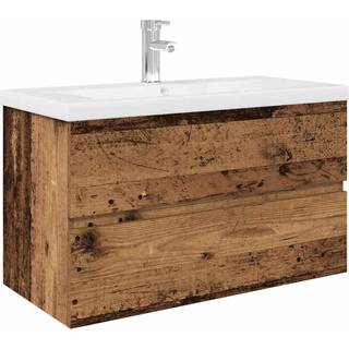 Vaskeskab med indbygget vask og vandhane Gammelt træ