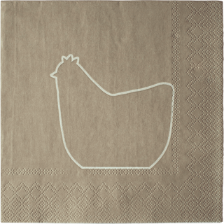 DBKD Happy hen papirserviet 33x33 cm Brown