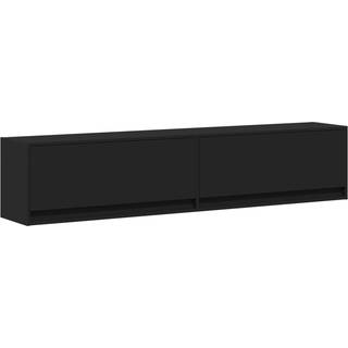 Væghængt Tv-Bord Med Led-Lys 80X31X35 Cm Etræsfarve - 180 cm / Sort