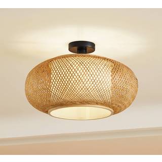Loftslampe Romaine Lindby, dæmpbar, Lyst træ, Stue/spisestue, Bambus, Herregårds/rustik