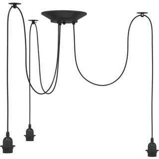 Pendellampe E27 Metal Sort - med 3 lampeholdere