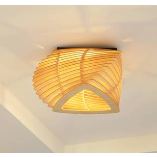 Loftslampe Sanza Lindby, dæmpbar, Lyst træ, Stue/spisestue, Træ, Design