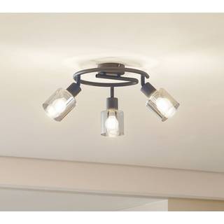 Lindby loftlampe Netty, grå, 3 lyskilder, glas