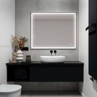 Houco Mia LED spejl med sort ramme, farve + lysstyrkeregulering og antidug, model 3 - 100 x 80 cm