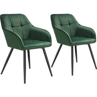 Stol Marilyn, velour, quiltet - mørkegrøn/sort,Sæt med 2 stk.