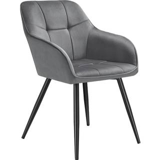 Stol Marilyn, velour, quiltet - grå/sort,pr. stk.