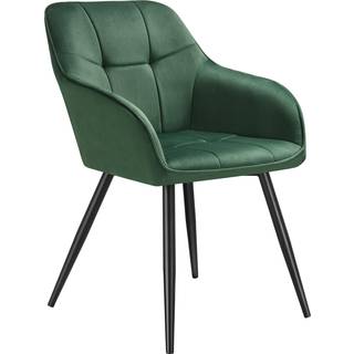 Stol Marilyn, velour, quiltet - mørkegrøn/sort,pr. stk.