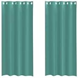 Voile-Gardiner Med Øskner Turkis - med øjeringe / 140 x 225 cm