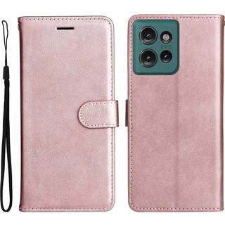 Motorola Edge 50 Wallet Flip Læder Cover m. Pung - Lyserød