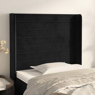 sengegavl med kanter 93x16x118/128 cm fløjl sort