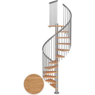 DOLLE Montreal CLASSIC 4 spindeltrappe, Ø120 cm, pearl grey/olieret eg - 14 trin