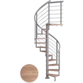 DOLLE Montreal DESIGN spindeltrappe, Ø120 cm, pearl grey/hvidolieret eg - 11 trin