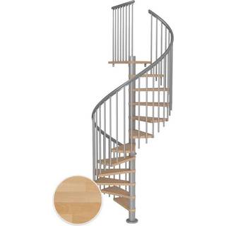 DOLLE Montreal CLASSIC 4 spindeltrappe, Ø140 cm, pearl grey/olieret bøg - 11 trin