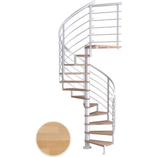 DOLLE Montreal DESIGN spindeltrappe, Ø160 cm, hvid/olieret bøg - 12 trin