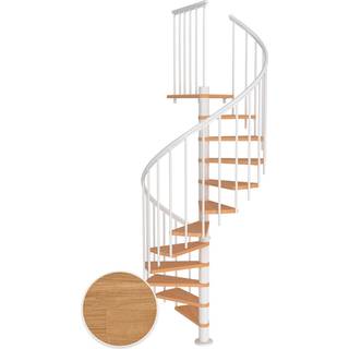 DOLLE Montreal CLASSIC 3 spindeltrappe, Ø140 cm, hvid/olieret eg - 13 trin