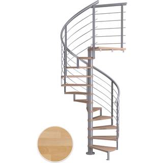DOLLE Montreal DESIGN spindeltrappe, Ø140 cm, pearl grey/olieret bøg - 13 trin