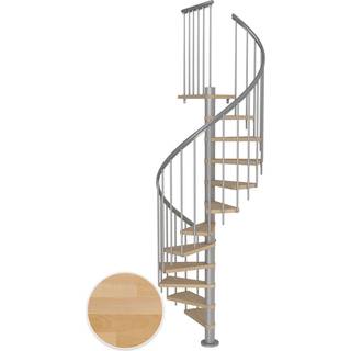 DOLLE Montreal CLASSIC 3 spindeltrappe, Ø120 cm, pearl grey/olieret bøg - 14 trin