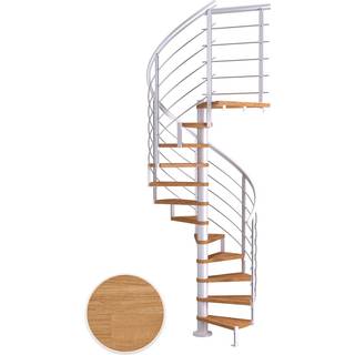 DOLLE Montreal DESIGN spindeltrappe, Ø120 cm, hvid/olieret eg - 12 trin