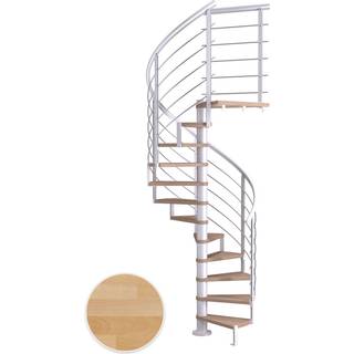 DOLLE Montreal DESIGN spindeltrappe, Ø120 cm, hvid/olieret bøg - 11 trin