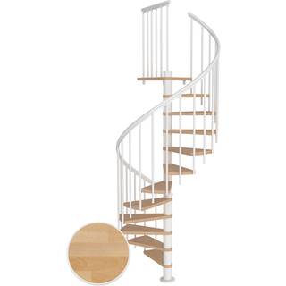 DOLLE Montreal CLASSIC 3 spindeltrappe, Ø140 cm, hvid/olieret bøg - 14 trin