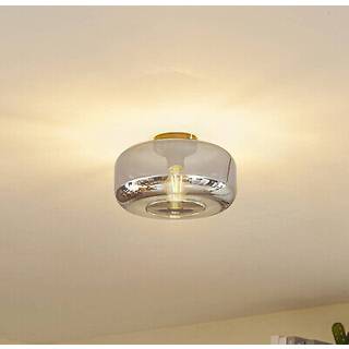 Lindby loftlampe Hildur, Ø 28,5 cm, røgfarvet grå, glas