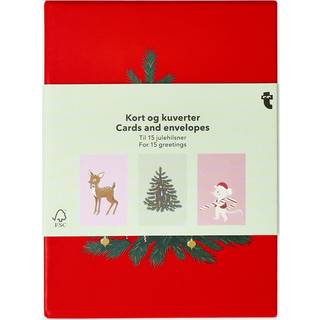 Kort og konvolutter med julemotiver - 15 stk