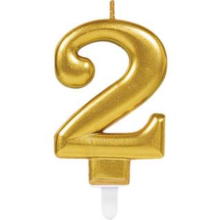 Zahlenkerze 2 Metallisch Gold