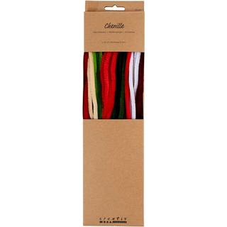 Chenille i Julefarver - 30 cm, 25 stk. pr. pakke