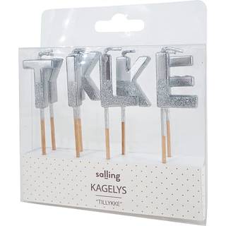 Salling kagelys med glimmer 8-pak - sølvfarvet (På lager i butik)