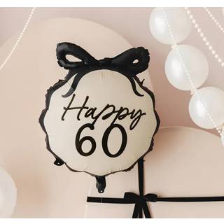 1 stk. Happy 60 Folieballon 47,5x45 cm – til helium og luft, inkl. sugerør
