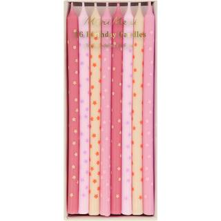 Meri Meri kagelys pink stars - 16 stk