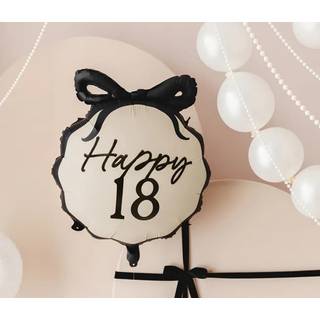1 stk. Happy 18 Folieballon 47,5x45 cm – til helium og luft, inkl. sugerør