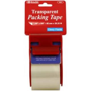 Bazic 1.88 """" X 800 """" Clear Packing Tape m/dispenser