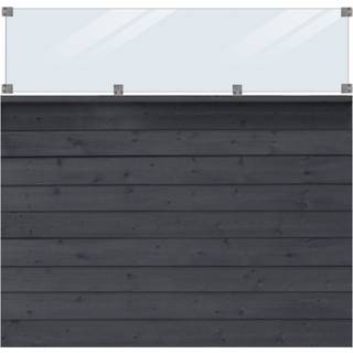 PLUS Klink profilhegn med glas, PEFC, sort/nåletræ - 174 x 163 cm