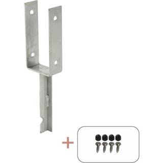 PLUS U-stolpefod til nedstøbning inkl. skruer, stål, 40 cm - til 9 x 9 cm stolper