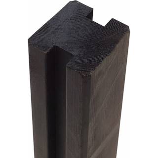 PLUS krydsskåret profilstolpe med 2 spor, PEFC, sort/fyr - 9 x 9 x 188 cm