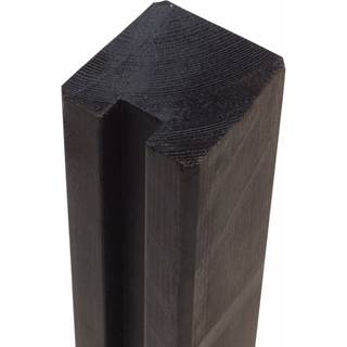 PLUS krydsskåret profilstolpe med 1 spor, PEFC, sort/fyr - 9 x 9 x 268 cm