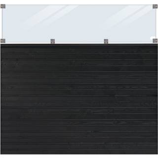 PLUS Plank profilhegn med glas, PEFC, sort/nåletræ - 174 x 163 cm