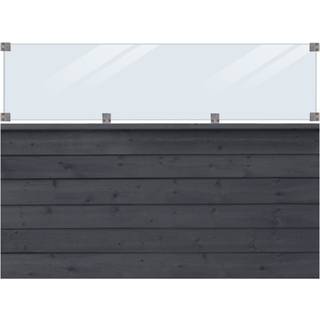 PLUS Klink profilhegn med glas, PEFC, sort/nåletræ - 174 x 125 cm