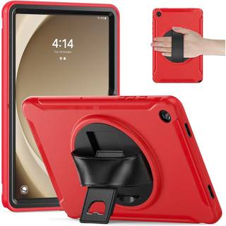 Samsung Galaxy Tab A9+ (Plus) Håndværker Bagside Cover m. Håndholder & Kickstand - Rød