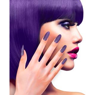 Gothic Violette Glitzer Fingernägel 12 St.